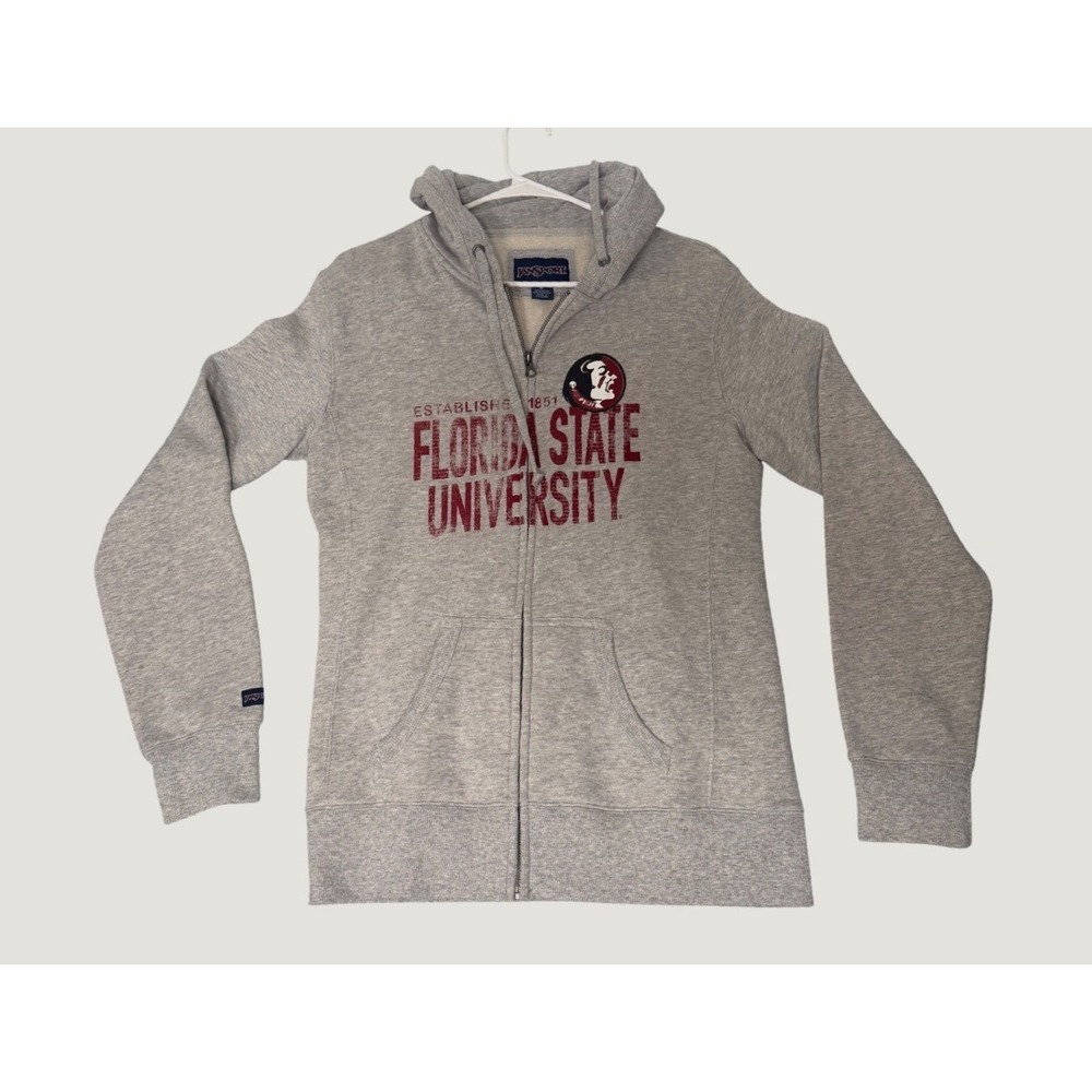 JanSport Florida State University FSU Hoodie Mens XL Gray Zip Up Seminoles Sweat